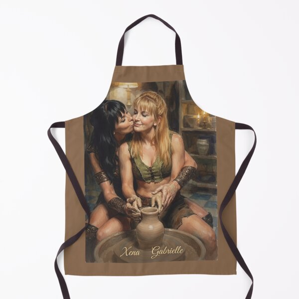 Item preview, Xena and Gabrielle Romantic Pottery Vintage Watercolor Art designed and sold by ElvisVintagePosters.