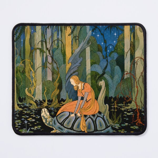 Item preview, Art Nouveau Turtle Princess Fantasy Wall Art for Fairy Tale Lovers designed and sold by RickE.