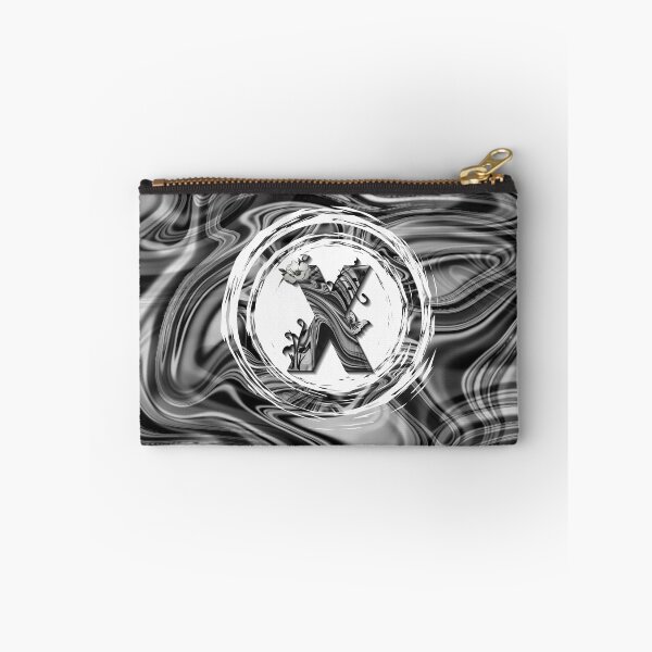 Item preview, Letter X Botanical Monogram black and white liquid marble designed and sold by iRenza.