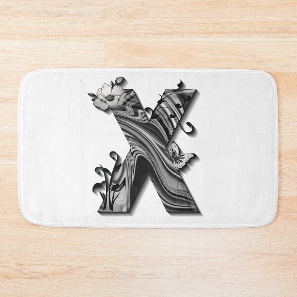Item preview, Letter X Botanical Monogram black and white liquid marble designed and sold by iRenza.