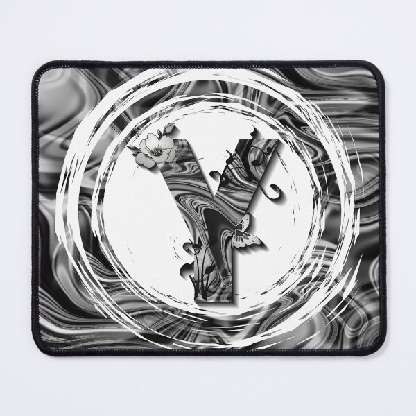 Item preview, Letter Y Botanical Monogram black and white liquid marble designed and sold by iRenza.