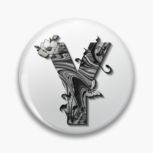 Item preview, Letter Y Botanical Monogram black and white liquid marble designed and sold by iRenza.