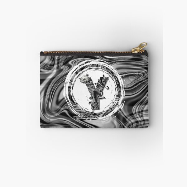 Item preview, Letter Y Botanical Monogram black and white liquid marble designed and sold by iRenza.