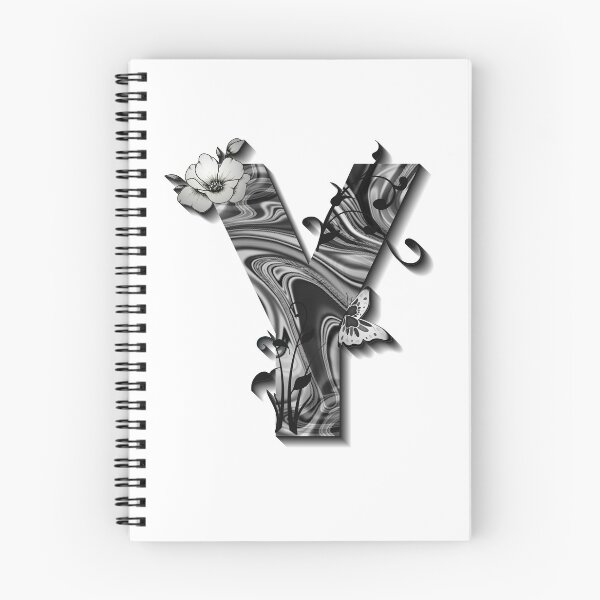 Item preview, Letter Y Botanical Monogram black and white liquid marble designed and sold by iRenza.