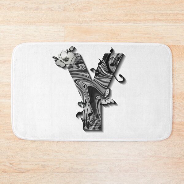 Item preview, Letter Y Botanical Monogram black and white liquid marble designed and sold by iRenza.