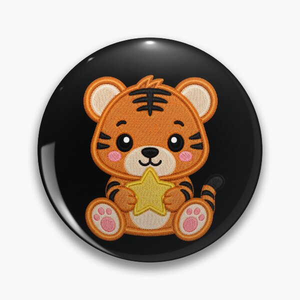 Item preview, Cute Baby Tiger Holding Star Embroidery Illustration designed and sold by ColorSplash123.