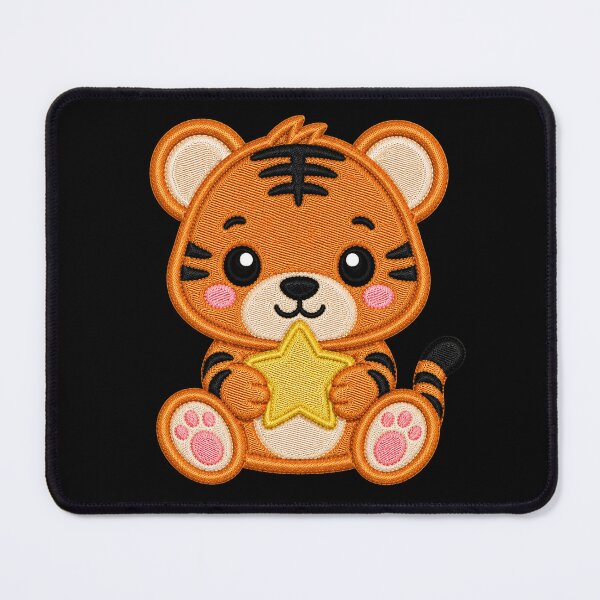 Item preview, Cute Baby Tiger Holding Star Embroidery Illustration designed and sold by ColorSplash123.