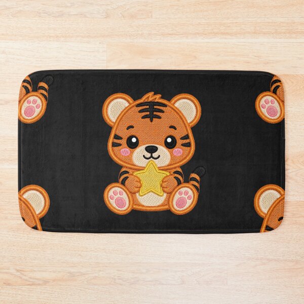 Item preview, Cute Baby Tiger Holding Star Embroidery Illustration designed and sold by ColorSplash123.