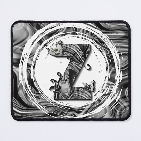 Item preview, Letter Z Botanical Monogram black and white liquid marble designed and sold by iRenza.
