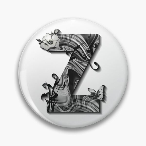 Item preview, Letter Z Botanical Monogram black and white liquid marble designed and sold by iRenza.