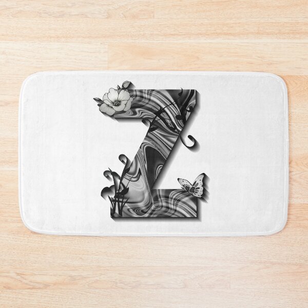 Item preview, Letter Z Botanical Monogram black and white liquid marble designed and sold by iRenza.