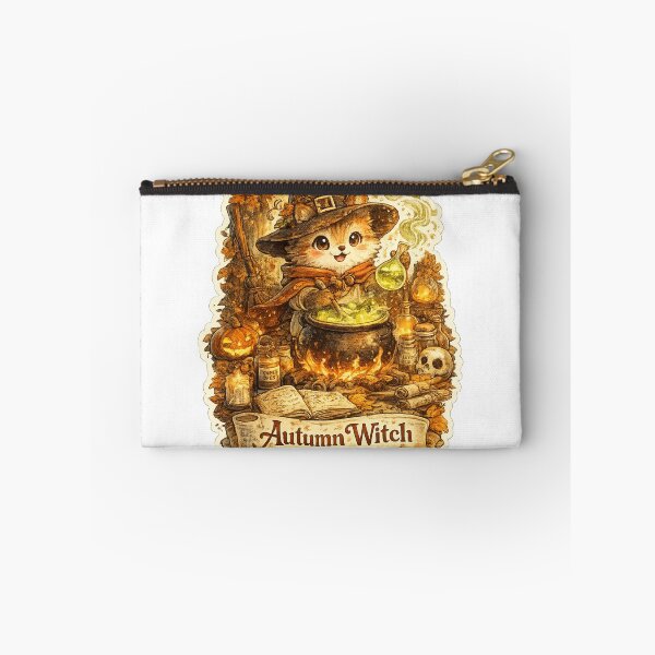 Item preview, Autumn Witch Cat | Cute Halloween Kitten Brewing Magic Potion Vintage Cottagecore designed and sold by Mahmoud Salah.