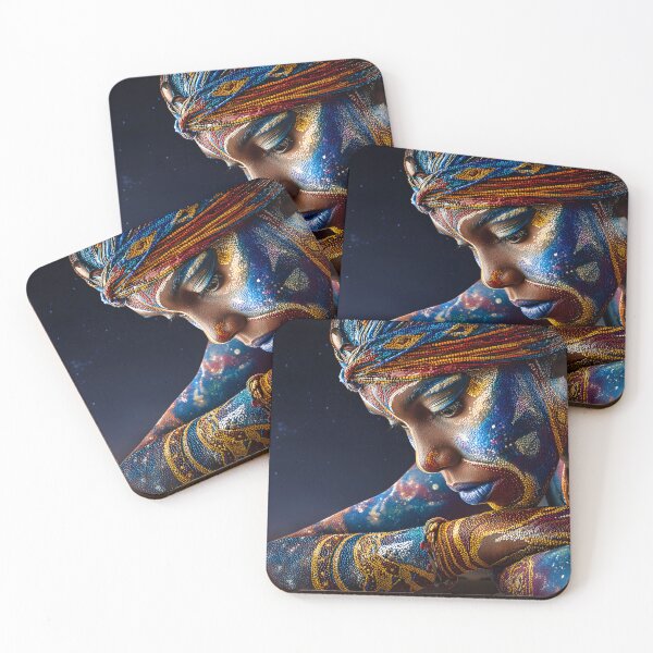 Item preview, Vibrant Cosmic Body Art Portrait of a Woman designed and sold by Artessie.