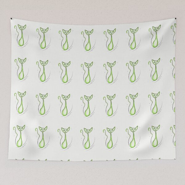Item preview, Neon Green Cat – Minimalist Line Art designed and sold by Sztyep88.