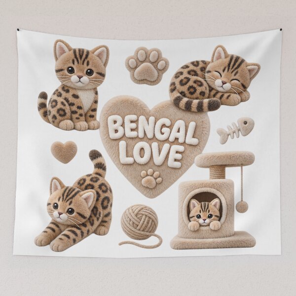Item preview, Bengal Love – Cute 3D Plush Cat Set designed and sold by Bengoer18.