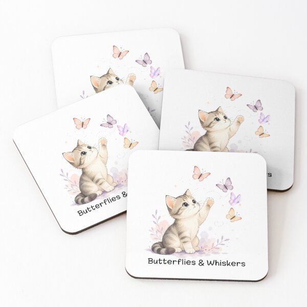 Item preview, Butterflies & Whiskers-Cute Cat and Buttefly kawaii design designed and sold by teeNova Wear.