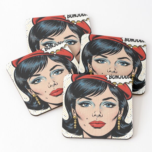 Item preview, Bonjour Pop Art Woman Red Beret French Vintage Portrait designed and sold by MAISON SYLVIE.
