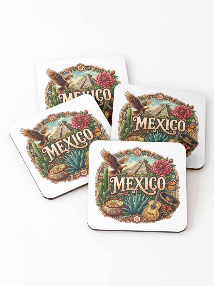 Thumbnail 1 of 5, Coasters (Set of 4), Mexico designed and sold by FunFitsFactory.