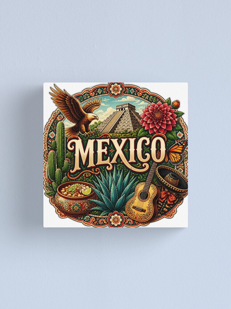 Imagen 1 de 3, Lienzo con la obra Mexico, diseñada y vendida por FunFitsFactory.