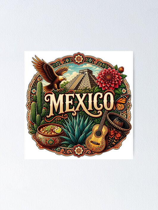Thumbnail 1 of 3, Poster, Mexico designed and sold by FunFitsFactory.