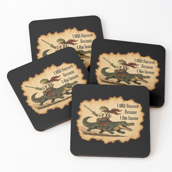 Item preview, I Will Succeed Because I Am Insane Frog Knight Parchment Illustration designed and sold by GibasVisuals.