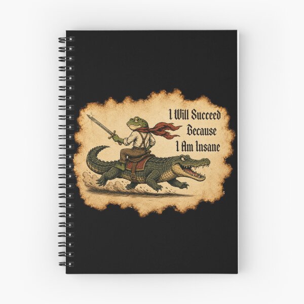 Item preview, I Will Succeed Because I Am Insane Frog Knight Parchment Illustration designed and sold by GibasVisuals.