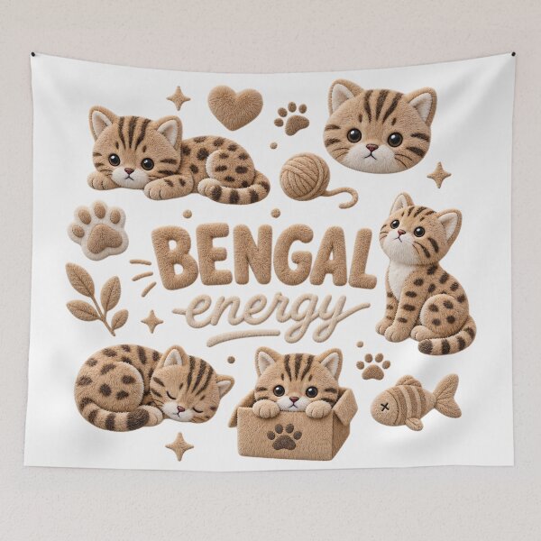 Item preview, Bengal Energy – Cute 3D Velvet Cats designed and sold by Bengoer18.