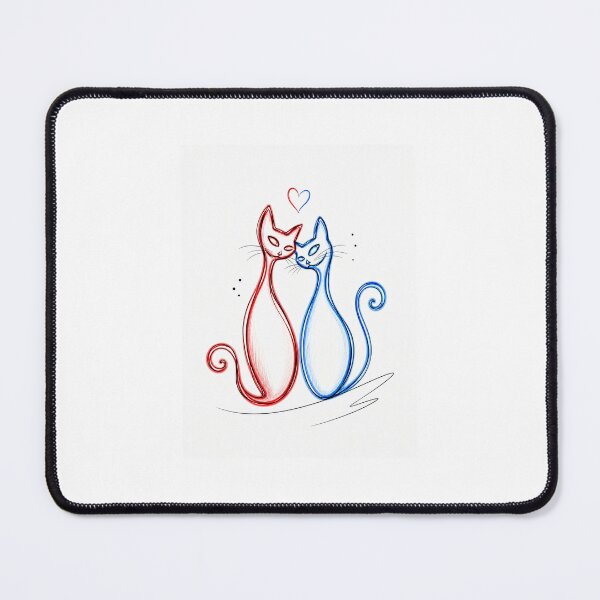 Item preview, Red & Blue Love Cats – Minimalist Neon Line Art designed and sold by Sztyep88.