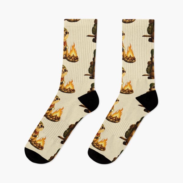 Item preview, Camping Meerkat by the Campfire | Cute Adventure Camper Animal designed and sold by inkaylindesign.