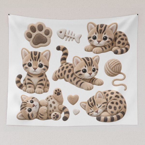 Item preview, Fluffy Bengal Kittens – Cute 3D Baby Cat Set designed and sold by Bengoer18.