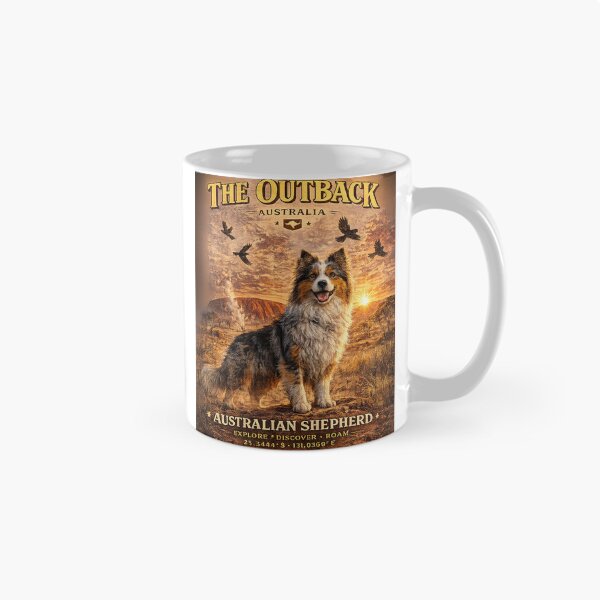 Item preview, Australian Shepherd Outback Australia  Vintage Adventure Dogs™  Retro Travel Dog Design designed and sold by TeeVibeHaus.