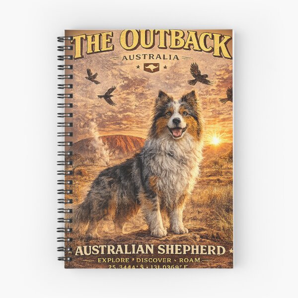 Item preview, Australian Shepherd Outback Australia  Vintage Adventure Dogs™  Retro Travel Dog Design designed and sold by TeeVibeHaus.