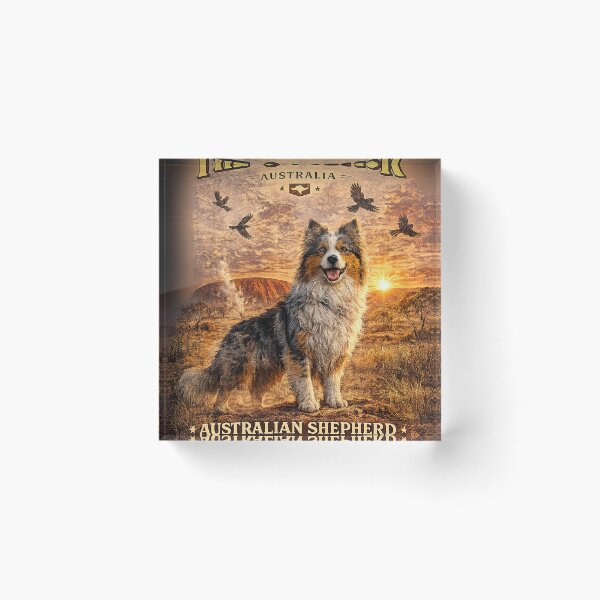 Item preview, Australian Shepherd Outback Australia  Vintage Adventure Dogs™  Retro Travel Dog Design designed and sold by TeeVibeHaus.