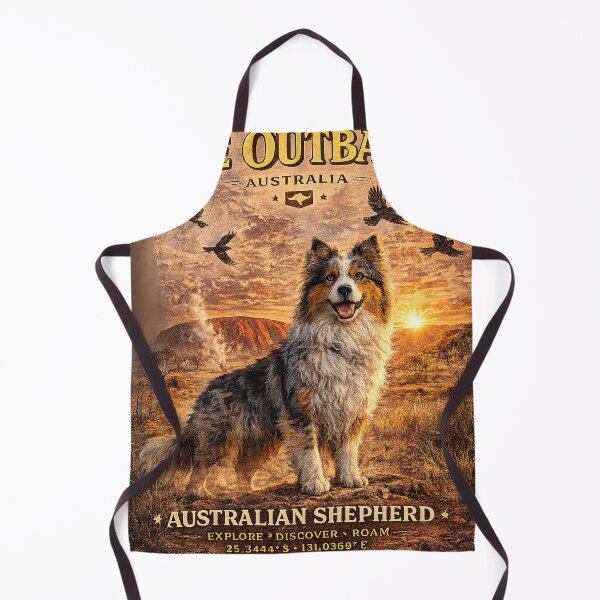 Item preview, Australian Shepherd Outback Australia Vintage Adventure Dogs™ Retro Travel Dog Design designed and sold by TeeVibeHaus.