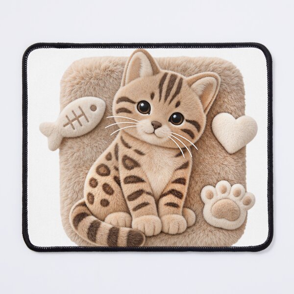 Item preview, Cute Plush Bengal Icon – 3D Velvet Cat Motif designed and sold by Bengoer18.
