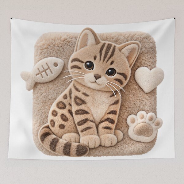 Item preview, Cute Plush Bengal Icon – 3D Velvet Cat Motif designed and sold by Bengoer18.
