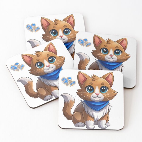 Item preview, Cute Kawaii Orange and White Cat with Blue Bandana | Chibi Cartoon Kitty designed and sold by Mousy17.