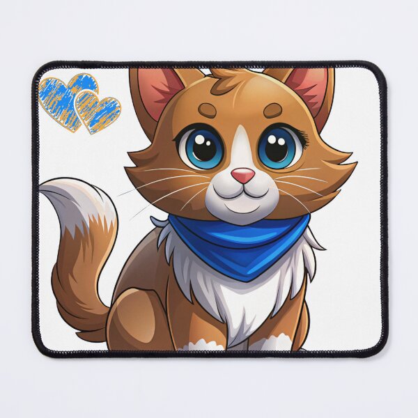 Item preview, Cute Kawaii Orange and White Cat with Blue Bandana | Chibi Cartoon Kitty designed and sold by Mousy17.