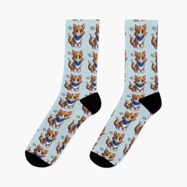 Item preview, Cute Kawaii Orange and White Cat with Blue Bandana | Chibi Cartoon Kitty designed and sold by Mousy17.
