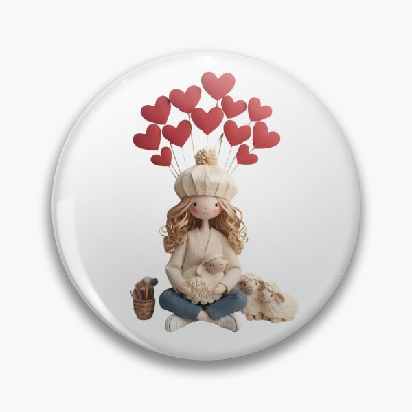 Item preview, Cute Papercraft Girl with Heart Balloons & Little Sheep Aesthetic Art | Cozy Whimsical Illustration Tote Bag & Sticker designed and sold by Zelis craft.