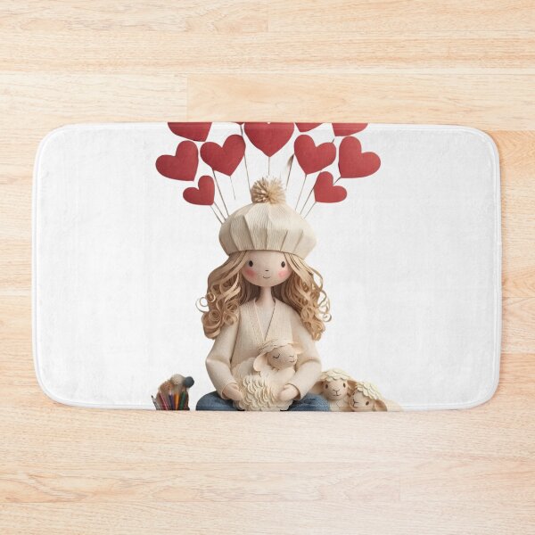 Item preview, Cute Papercraft Girl with Heart Balloons & Little Sheep Aesthetic Art | Cozy Whimsical Illustration Tote Bag & Sticker designed and sold by Zahho.