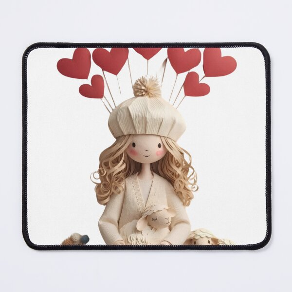 Item preview, Cute Papercraft Girl with Heart Balloons & Little Sheep Aesthetic Art | Cozy Whimsical Illustration Tote Bag & Sticker designed and sold by Zelis craft.