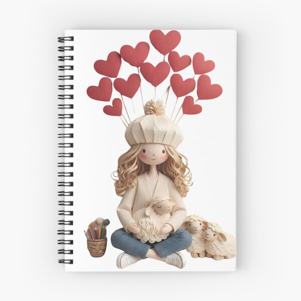 Item preview, Cute Papercraft Girl with Heart Balloons & Little Sheep Aesthetic Art | Cozy Whimsical Illustration Tote Bag & Sticker designed and sold by Zahho.