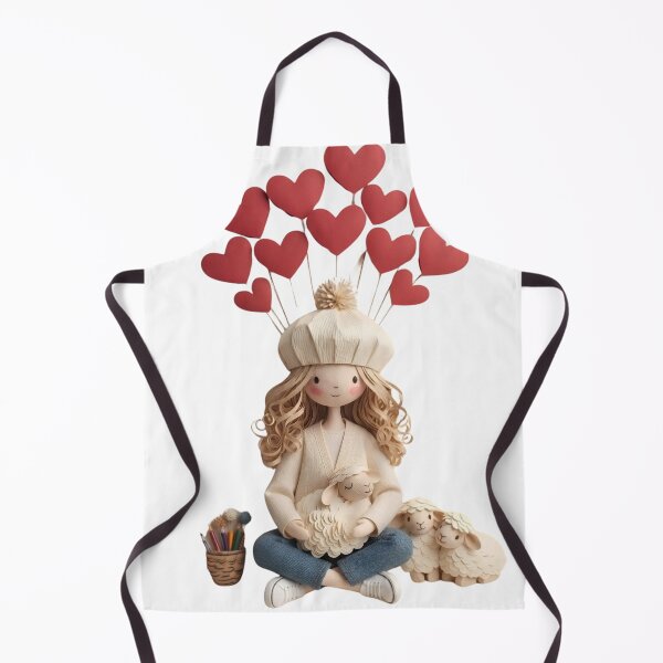 Item preview, Cute Papercraft Girl with Heart Balloons & Little Sheep Aesthetic Art | Cozy Whimsical Illustration Tote Bag & Sticker designed and sold by Zahho.