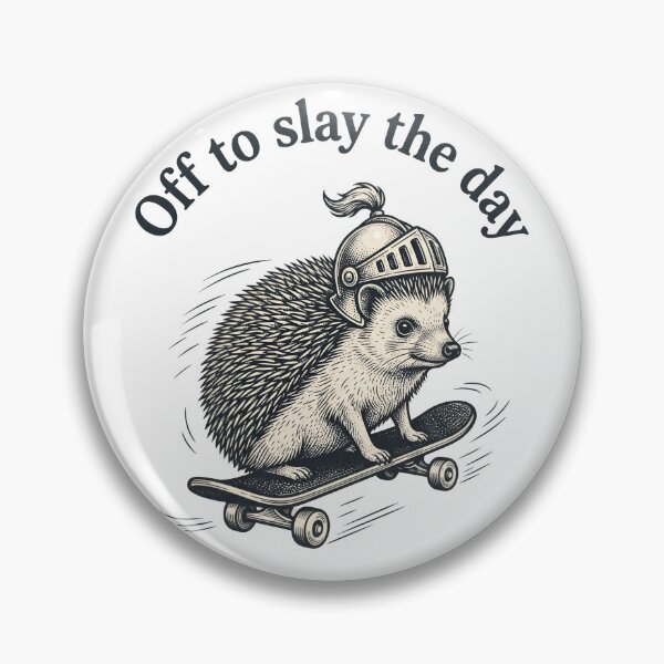 Item preview, Off to Slay the Day Hedgehog Skateboarding T-Shirt | Cute Knight Hedgehog Design designed and sold by StickerNestYou.