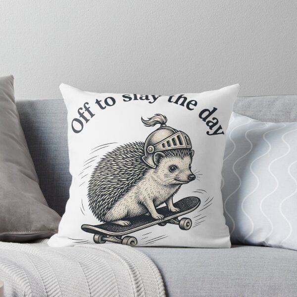 Item preview, Off to Slay the Day Hedgehog Skateboarding T-Shirt | Cute Knight Hedgehog Design designed and sold by StickerNestYou.