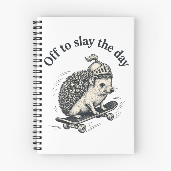 Item preview, Off to Slay the Day Hedgehog Skateboarding T-Shirt | Cute Knight Hedgehog Design designed and sold by StickerNestYou.