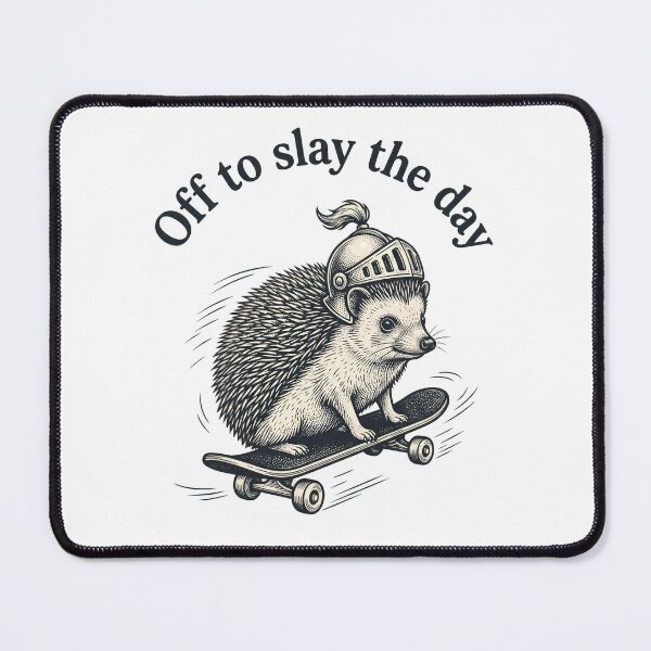 Item preview, Off to Slay the Day Hedgehog Skateboarding T-Shirt | Cute Knight Hedgehog Design designed and sold by StickerNestYou.