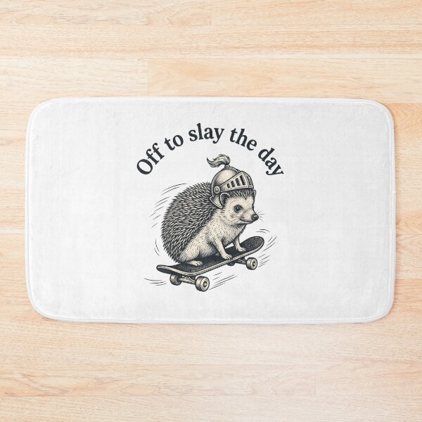 Item preview, Off to Slay the Day Hedgehog Skateboarding T-Shirt | Cute Knight Hedgehog Design designed and sold by StickerNestYou.