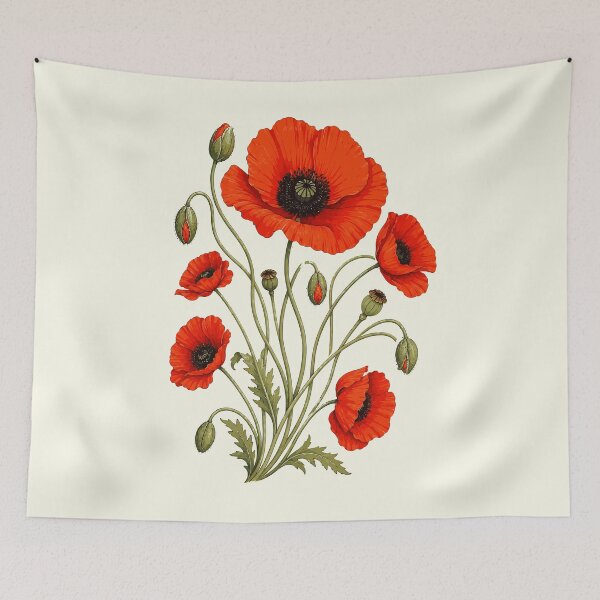 Item preview, Vivid Red Poppy Botanical Arrangement designed and sold by taiche.